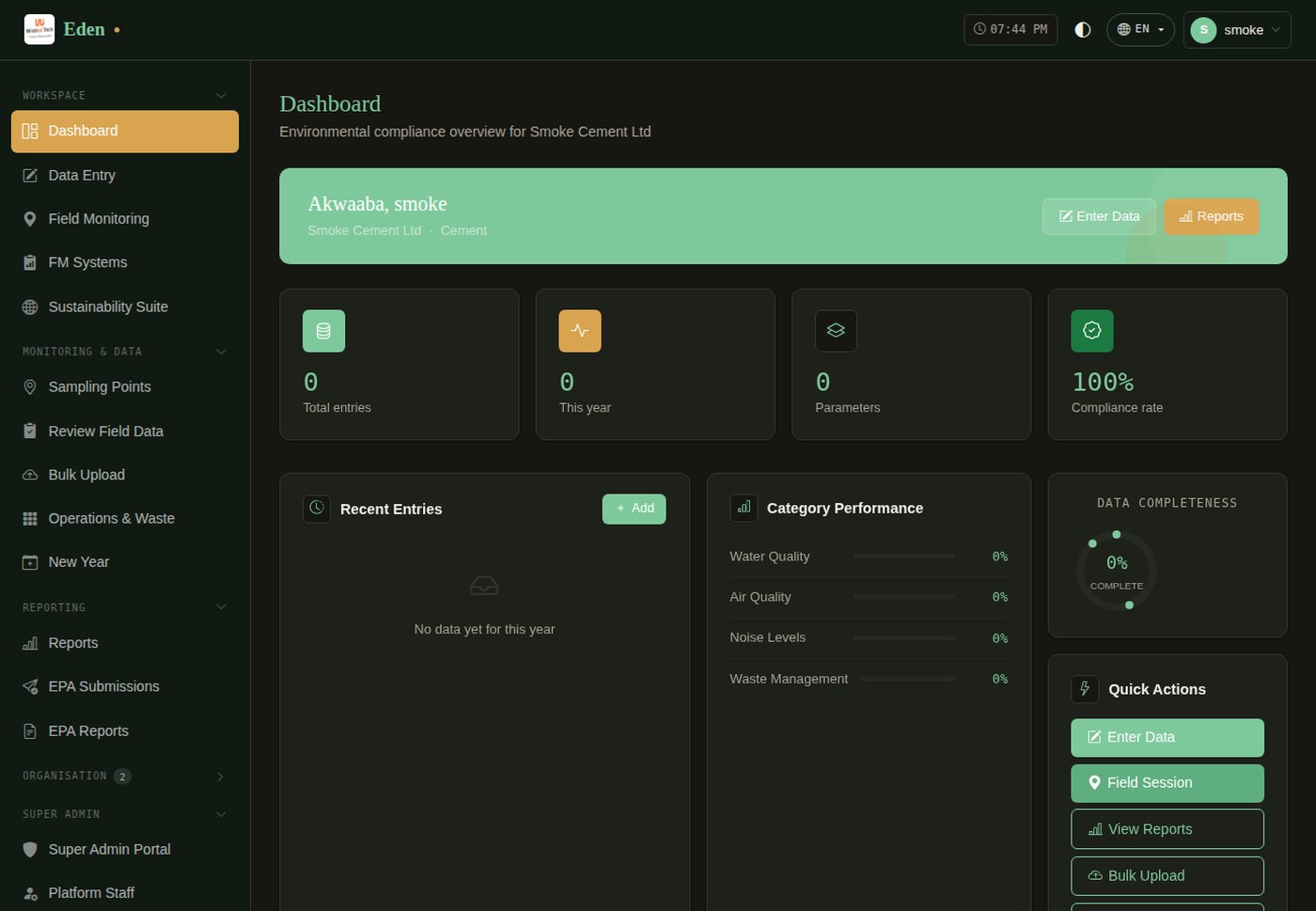 Eden in dark mode
